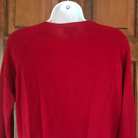 By & By Red Long Sleeve Sweater Dress w/Crisscross Shoestring Accents Large - Picture 10 of 12